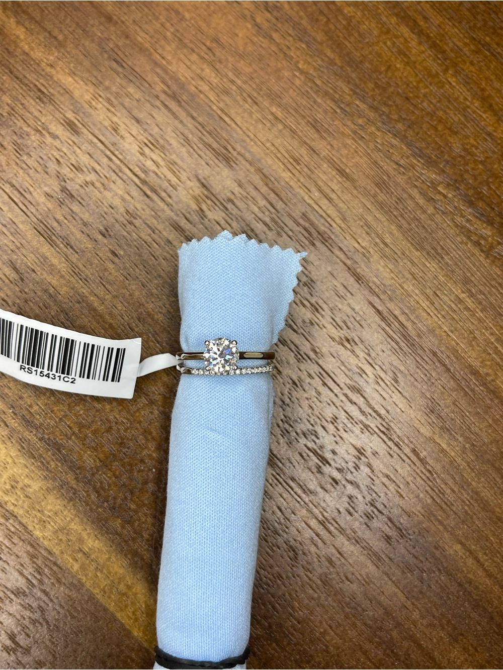 Sterling Silver 925 Set of Two Rings with Moissanite